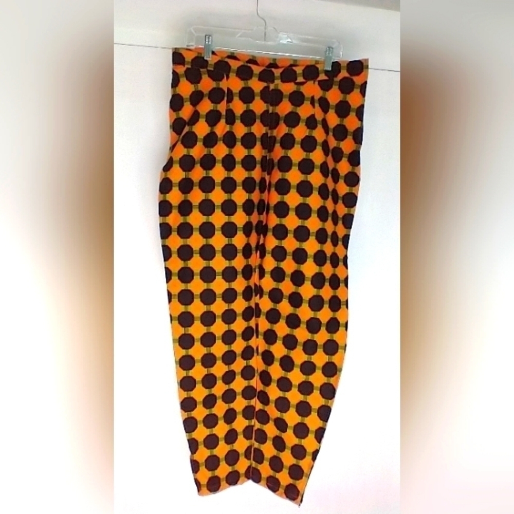 Polka Dot High-Waist Women’s Pants in Orange and Black